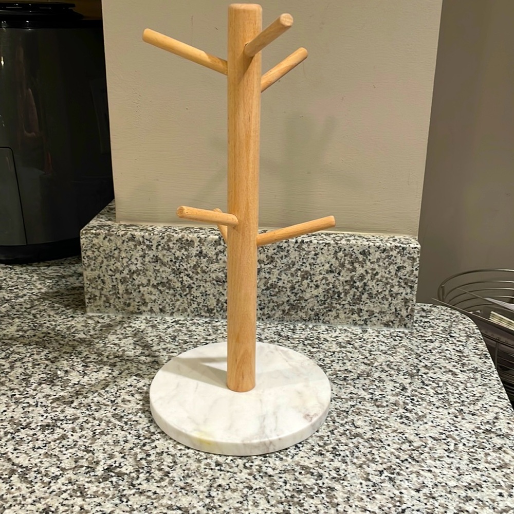 Threshold Marble and Beechwood Mug Tree